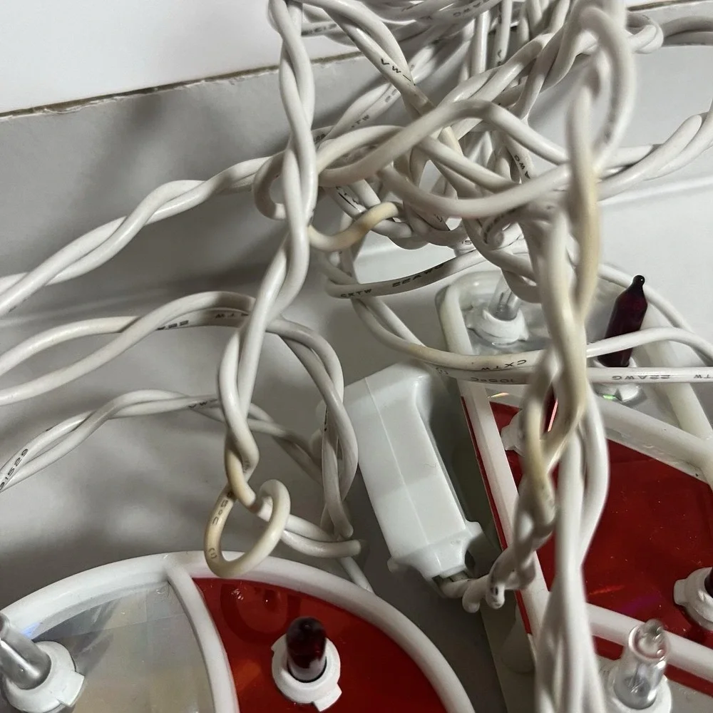 Vintage Holographic String Christmas‎ Candy Cane Lights Large 7